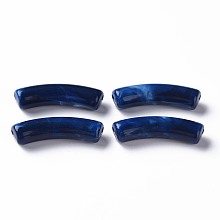 Honeyhandy Two Tone Acrylic Beads, Imitation Gemstone, Curved Tube, Prussian Blue, 31x9.5x7.5mm, Hole: 1.8mm, about 345pcs/500g