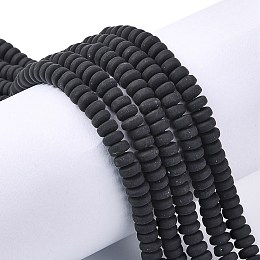 Honeyhandy Handmade Polymer Clay Beads Strands, for DIY Jewelry Crafts Supplies, Flat Round, Black, 6~7x3mm, Hole: 1.5mm, about 113~116pcs/strand, 15.55 inch~16.14 inch(39.5~41cm)