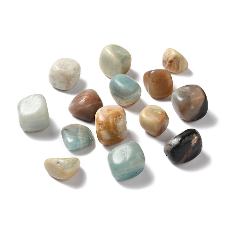 Natural Flower Amazonite Beads, No Hole, Nuggets, Tumbled Stone, Vase Filler Gems, 16~36x12~30.5x3.5~25mm