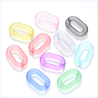 Arricraft Transparent Acrylic Linking Rings, Quick Link Connectors, for Cable Chains Making, Frosted, Oval, Mixed Color, 31x19.5x5.5mm, Inner Diameter: 19.5x7.5mm