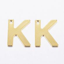 Honeyhandy 304 Stainless Steel Charms, Letter, Initial Charms, Letter.K, 11x6~12x0.8mm, Hole: 1mm