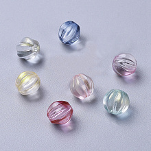 Honeyhandy Transparent Glass Beads, with Glitter Powder, Pumpkin, Mixed Color, 10.5mm, Hole: 1mm