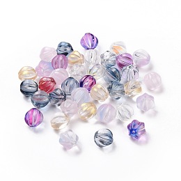 Honeyhandy Transparent Glass Beads, with Glitter Powder, Pumpkin, Mixed Color, 10.5mm, Hole: 1mm