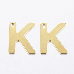 Honeyhandy 304 Stainless Steel Charms, Letter, Initial Charms, Letter.K, 11x6~12x0.8mm, Hole: 1mm