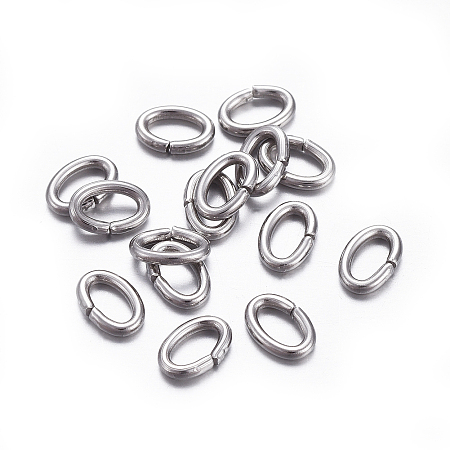 Honeyhandy 304 Stainless Steel Open Jump Rings, Oval, Stainless Steel Color, 18 Gauge, 6x4x1mm, Inner Diameter: 2x4mm
