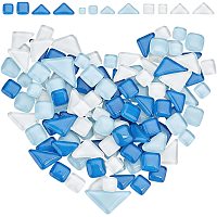 GORGECRAFT 120Pcs Crystal Mosaic Tiles Transparent Square Triangle Glass Mosaic Tiles Porcelain Stone for DIY Plates Picture Frames Flowerpots, Light Sky Blue