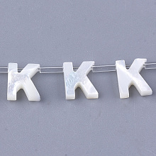 Honeyhandy Sea Shell Beads, Top Drilled Beads, Letter, Letter.K, 10x8.5x3mm, Hole: 0.8mm