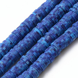 Honeyhandy Handmade Polymer Clay Beads Strands, for DIY Jewelry Crafts Supplies, Heishi Beads, Disc/Flat Round, Royal Blue, 6x0.5~1mm, Hole: 1.8mm, about 320~447pcs/strand, 15.75 inch~16.14 inch(40~41cm)