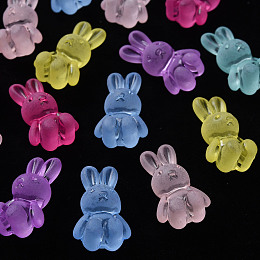 Honeyhandy Frosted Acrylic Beads, Rabbit, Mixed Color, 24.5x14.5x11mm, Hole: 2.5mm, about 300pcs/500g