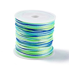 Honeyhandy Segment Dyed Nylon Thread Cord, Rattail Satin Cord, for DIY Jewelry Making, Chinese Knot, Green, 1mm