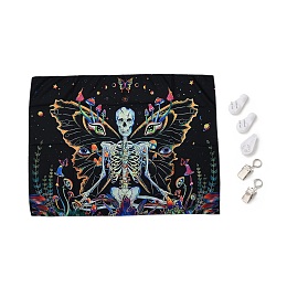 Honeyhandy UV Reactive Blacklight Tapestry, Polyester Decorative Wall Tapestry, for Home Decoration, Rectangle, Skull Pattern, 950x750x0.5mm