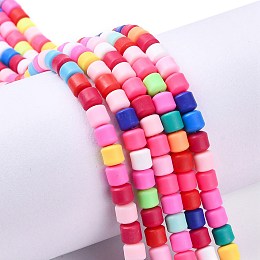 Honeyhandy Handmade Polymer Clay Bead Strands, Column, Colorful, 6.5x6mm, Hole: 1.2mm, about 61pcs/strand, 15.75 inch(40cm)