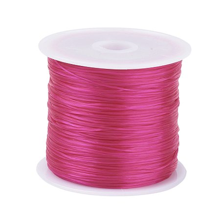 PandaHall Elite 1 Roll Fuchsia 0.8mm Elastic Stretch Polyester Threads Beading String Cord 60m per Roll for Jewelry Making Bracelets Necklace