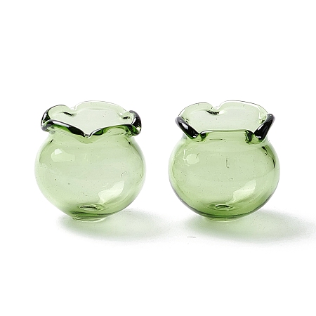 Handmade Blown Glass Flower Beads, Campanula Medium L, Dark Sea Green, 15x16mm, Hole: 2.7mm