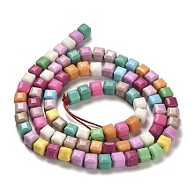 Honeyhandy Natural Agate Beads Strands, Dyed, Cube, Mixed Color, 4.5x4.5x4.5mm, Hole: 1.2mm, about 88pcs/strand, 15.04''(38.2cm)