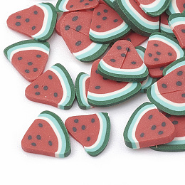 Honeyhandy Handmade Polymer Clay Nail Art Decoration, Fashion Nail Care, No Hole, Fruit, Watermelon, Dark Red, 4~8x4~6x0.1~3mm