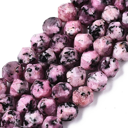 Arricraft Natural Sesame Jasper Beads Strands, Dyed, Faceted, Round, Plum, 8x8x8mm, Hole: 1mm, about 47~50pcs/strand, 14.5 inches ~15.7  inches