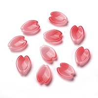 Transparent Glass Pendants,  Sakura Petaline, Light Coral, 16x12x3.5mm, Hole: 0.9mm