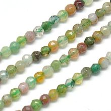 Honeyhandy Natural Indian Agate Beads Strands, Faceted, Round, Colorful, 2mm, Hole: 1mm