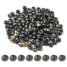 6/0 Opaque Glass Seed Beads, Round Hole, Rondelle, Black, 4~4.5x3~4mm, Hole: 0.8~1.5mm, 10g/box