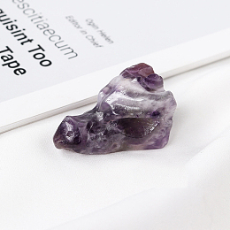 Honeyhandy Natural Amethyst Sculpture Display Decorations, for Home Office Desk, Dragon Head, 36.5~38x20.5x20.5~22.5mm