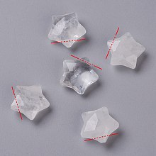 Honeyhandy Natural Quartz Crystal Charms, Star, Faceted, 13~13.5x14~14.5x6~6.5mm, Hole: 0.8mm