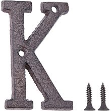 GORGECRAFT 2PCS Cast Iron Door Letter 2.95 Inch Rustic Metal Home Address Letters Mailbox Numbers with Matching Screws, Letter K