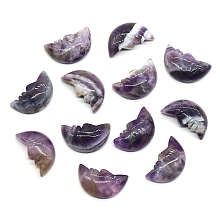 Honeyhandy Carveing Face Crescent Moon Natural Amethyst Display Decorations, Home Decoration, 26x15x7mm