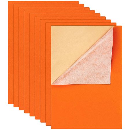 BENECREAT 12PCS Velvet (Dark Orange) Fabric Sticky Back Adhesive Felt Sheet11.5