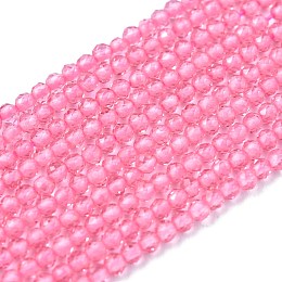 Honeyhandy Glass Beads Strands, Imitation Quartz, Faceted, Round, Pearl Pink, 2mm, Hole: 0.5mm,  about 175pcs/strand, 14.9 inch(38cm)