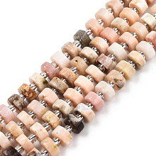 Honeyhandy Natural Pink Opal Beads Strands, with Seed Beads, Heishi Beads, Flat Round/Disc, 6~6.5x3~3.5mm, Hole: 1mm, about 35~42pcs/strand, 7.09 inch~7.68 inch(18~19.5cm)