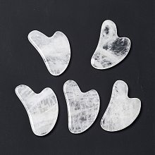 Honeyhandy Natural Quartz Crystal Gua Sha Boards, Scraping Massage Tools, Gua Sha Tool for Facial Body Relief, Heart Shape, 81.5x50.5x7.5mm