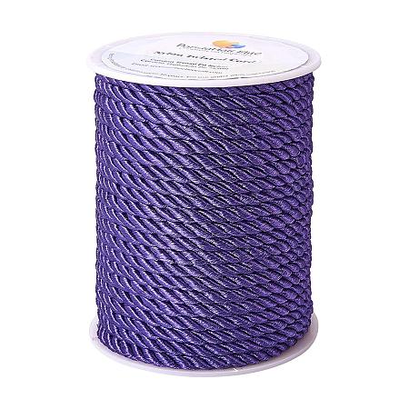 PandaHall Elite 18 Yards 5mm Twisted Cord Trim 3-Ply Twisted Cord Rope Nylon Crafting Cord Trim Thread String for DIY Craft Making Home Décor Upholstery Curtain Tieback, Indigo Color
