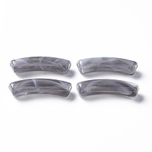 Honeyhandy Two Tone Acrylic Beads, Imitation Gemstone, Curved Tube, Dark Gray, 31x9.5x7.5mm, Hole: 1.8mm, about 345pcs/500g