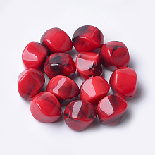 Honeyhandy Acrylic Beads, Imitation Gemstone Style, Nuggets, Red, 15.5x12x12mm, Hole: 1.8mm