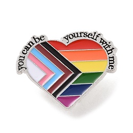 Honeyhandy Rainbow Color Pride Flag Enamel Pin, Alloy Brooch for Backpack Clothes, Heart Pattern, 30x24mm