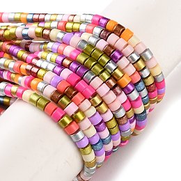 Honeyhandy Handmade Czech Lampwork Beads Strands, Disc Beads, Colorful, 2.5x2mm, Hole: 1mm, about 224pcs/strand, 15.55 inch(39.5cm)