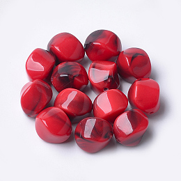 Honeyhandy Acrylic Beads, Imitation Gemstone Style, Nuggets, Red, 15.5x12x12mm, Hole: 1.8mm, about 310pcs/500g