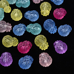 Honeyhandy Frosted Acrylic Beads, Pineapple, Mixed Color, 14x11x10mm, Hole: 1.8mm