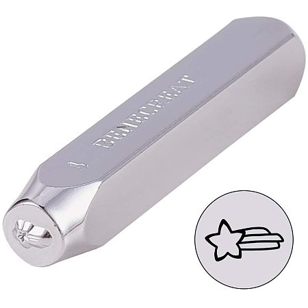 BENECREAT 65x10x10mm Shooting Star Metal Design Stamps Electroplated Hard Carbon Steel Punch Stamping Tool for Jewelry Leather Wood Crafting
