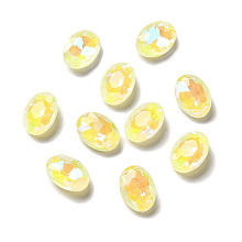 Honeyhandy Mocha Fluorescent Style Glass Rhinestone Cabochons, Flat Back, Oval, Light Topaz, 14x10x5mm