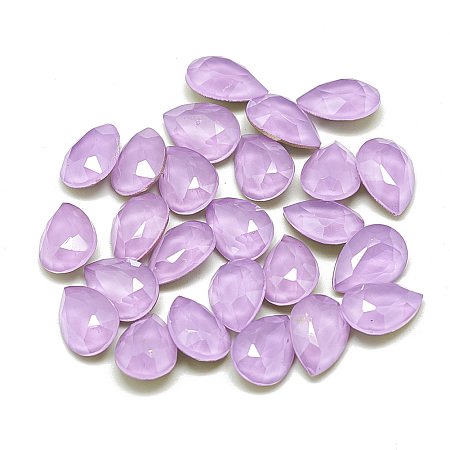 DIY Pointed Back K9 Glass Rhinestone Cabochons, Back Plated/Unplated(Random Single Color or Random Mixed Color), Faceted, teardrop, Violet, 10x7x4.5mm