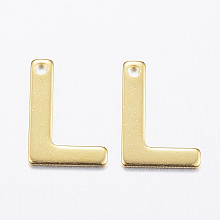 Honeyhandy 304 Stainless Steel Charms, Letter, Initial Charms, Letter.L, 11x6~12x0.8mm, Hole: 1mm