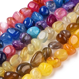 Honeyhandy Natural Agate Beads Strands, Tumbled Stone, Dyed & Heated, Nuggets, Mixed Color, 8~16x9~13x9~12mm, Hole: 1.4mm, about 36~42pcs/strand, 14.96 inch(38cm)