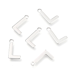 Honeyhandy 201 Stainless Steel Charms, Alphabet, Letter.L, 12x7.5x0.6mm, Hole: 1.4mm