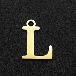 Honeyhandy 201 Stainless Steel Charms, Laser Cut, Letter, Golden, Letter.L,  12x9x1mm, Hole: 1.5mm