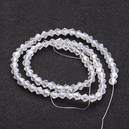 NBEADS 20 Strands Pearl Luster Plated Bicone Clear Glass Beads Strands with 4mm in diameter,Hole:1mm,about 83pcs/strand