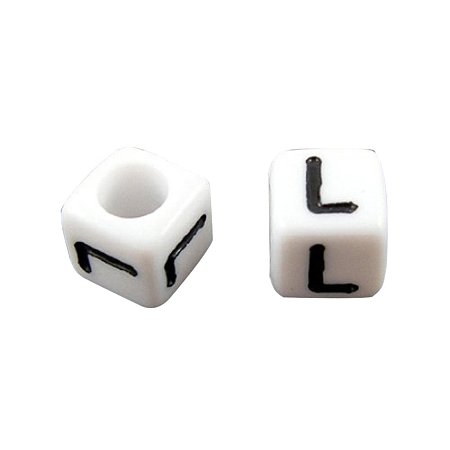 ARRICRAFT 50g (about 300pcs) 6mm Letter L White Cube Alphabet Acrylic Beads for Name Jewelry Making