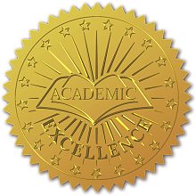 CRASPIRE Gold Foil Certificate Seals Academic Excellence Self Adhesive Embossed Seals Gold Stickers 100pcs Medal Decoration Labels for Envelopes Diplomas Certificates Awards Graduation