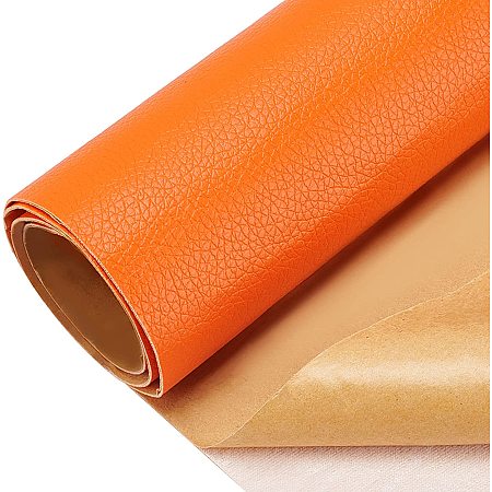 BENECREAT 12x24 Inches(30x60cm) Adhesive Leather Repair Patch for Sofa Couch Car Seat Furniture - Orange, 0.8mm Thick